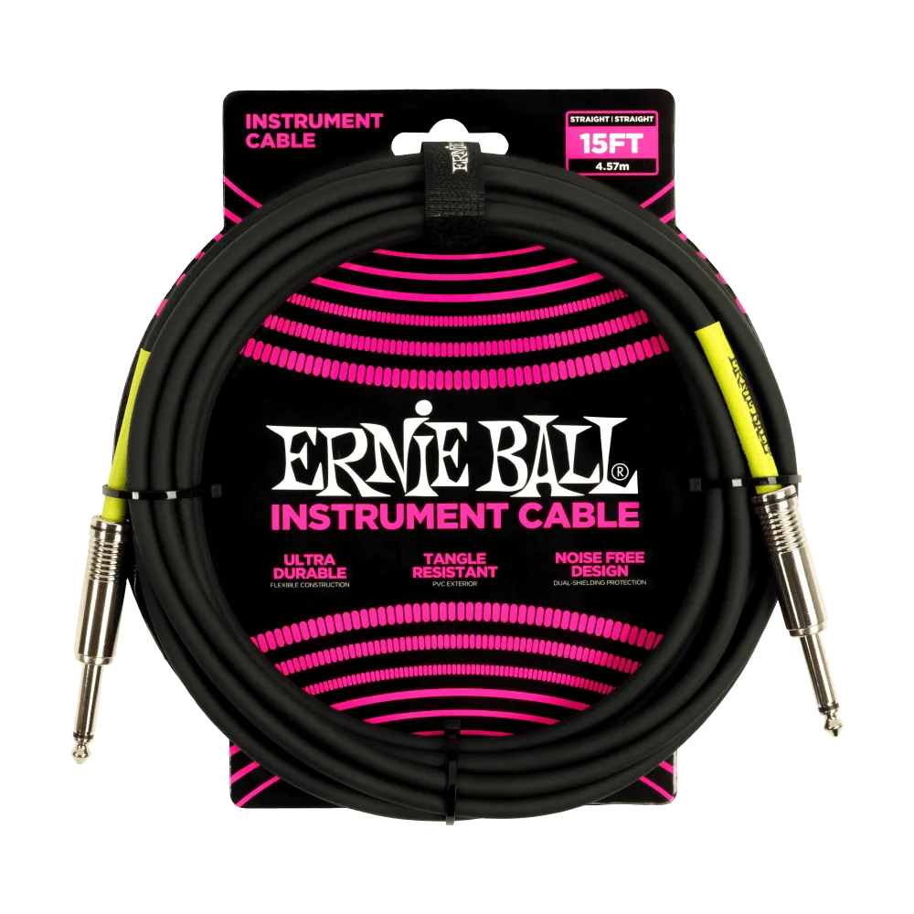 Ernie Ball Classic Instrument Cable Straight/Straight 15 ft - Black