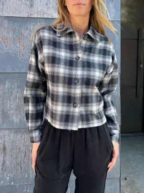 Esme Crop Shirt in Plaid - Stormy Skies