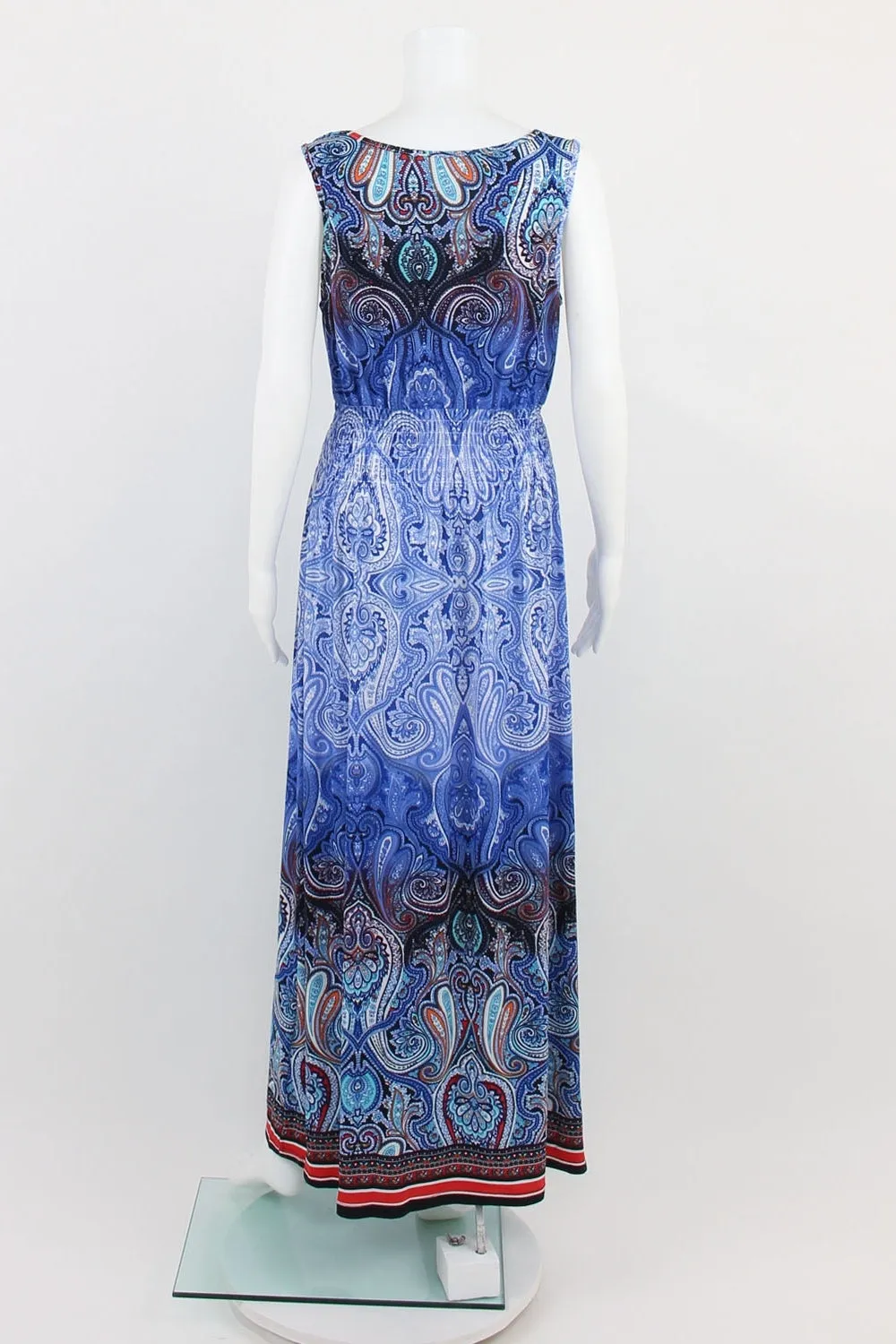 Exhibit A Blue Patterned Cowl Neck Maxi Dress S