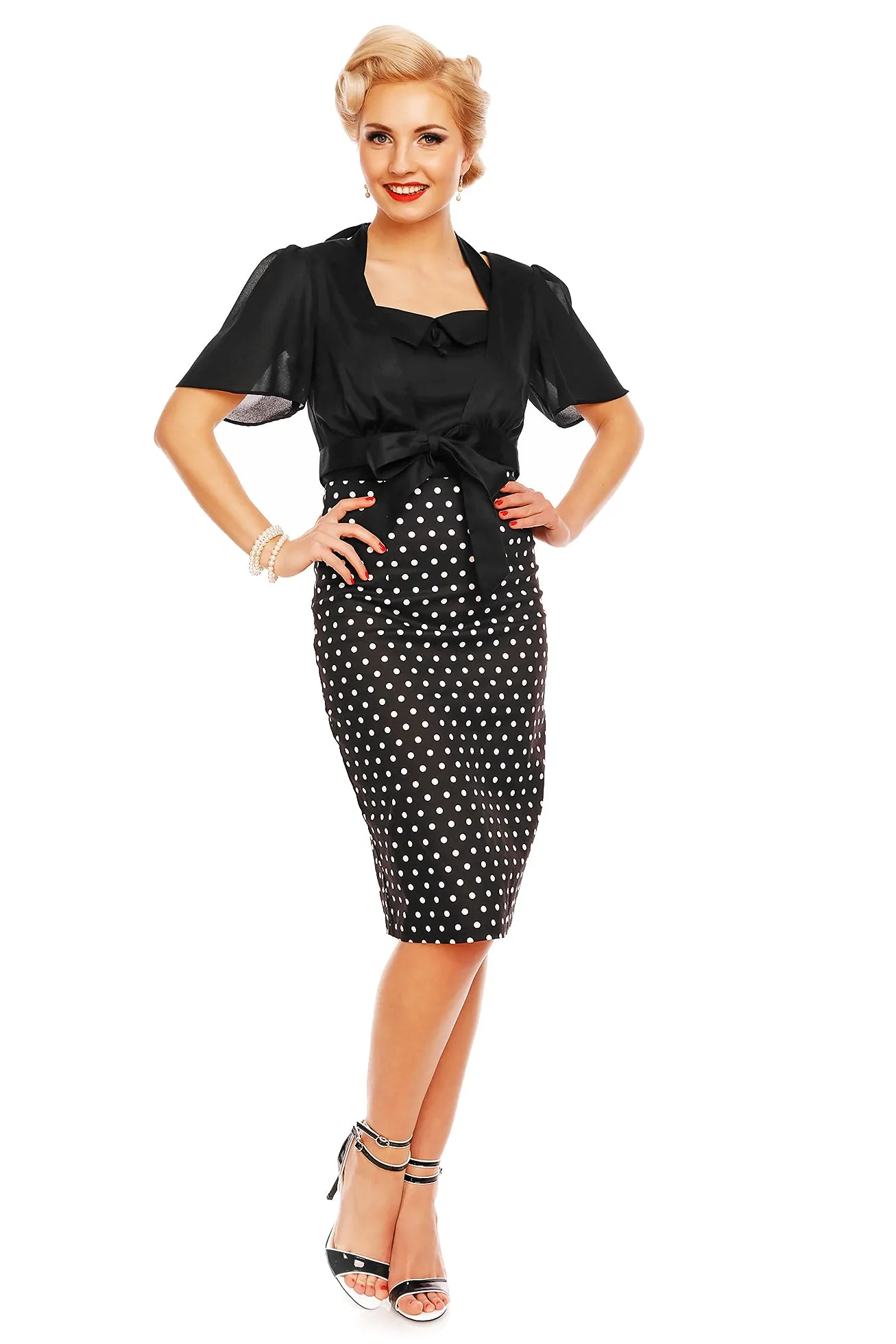 Falda Chic Vintage Inspired Pencil Skirt in Black