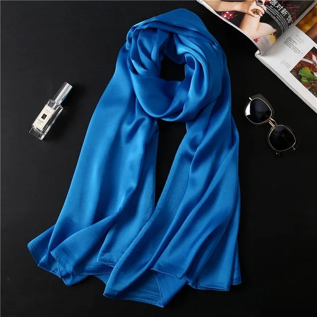 Fashion Silk Scarf Solid Color Bandana Shawl #FS-1