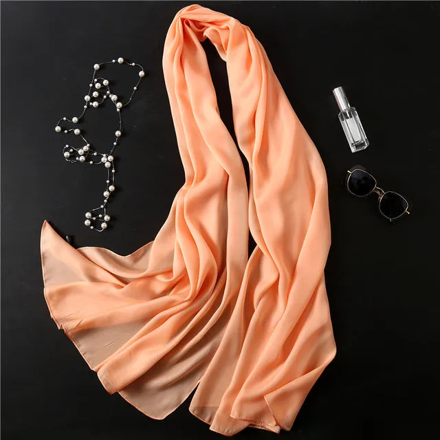 Fashion Silk Scarf Solid Color Bandana Shawl #FS-1