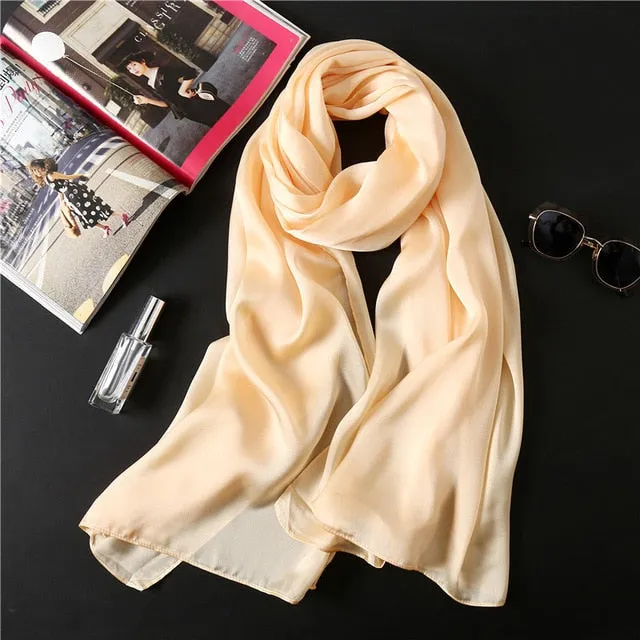 Fashion Silk Scarf Solid Color Bandana Shawl #FS-1