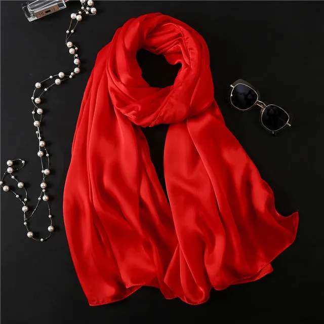 Fashion Silk Scarf Solid Color Bandana Shawl #FS-1