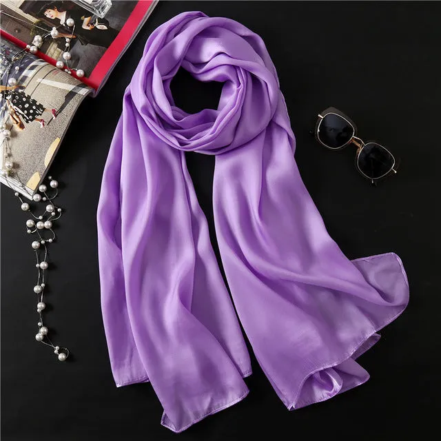 Fashion Silk Scarf Solid Color Bandana Shawl #FS-1