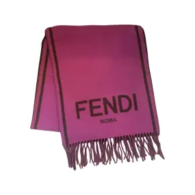 Fendi Roma Cashmere Scarf Purple Grey Logo