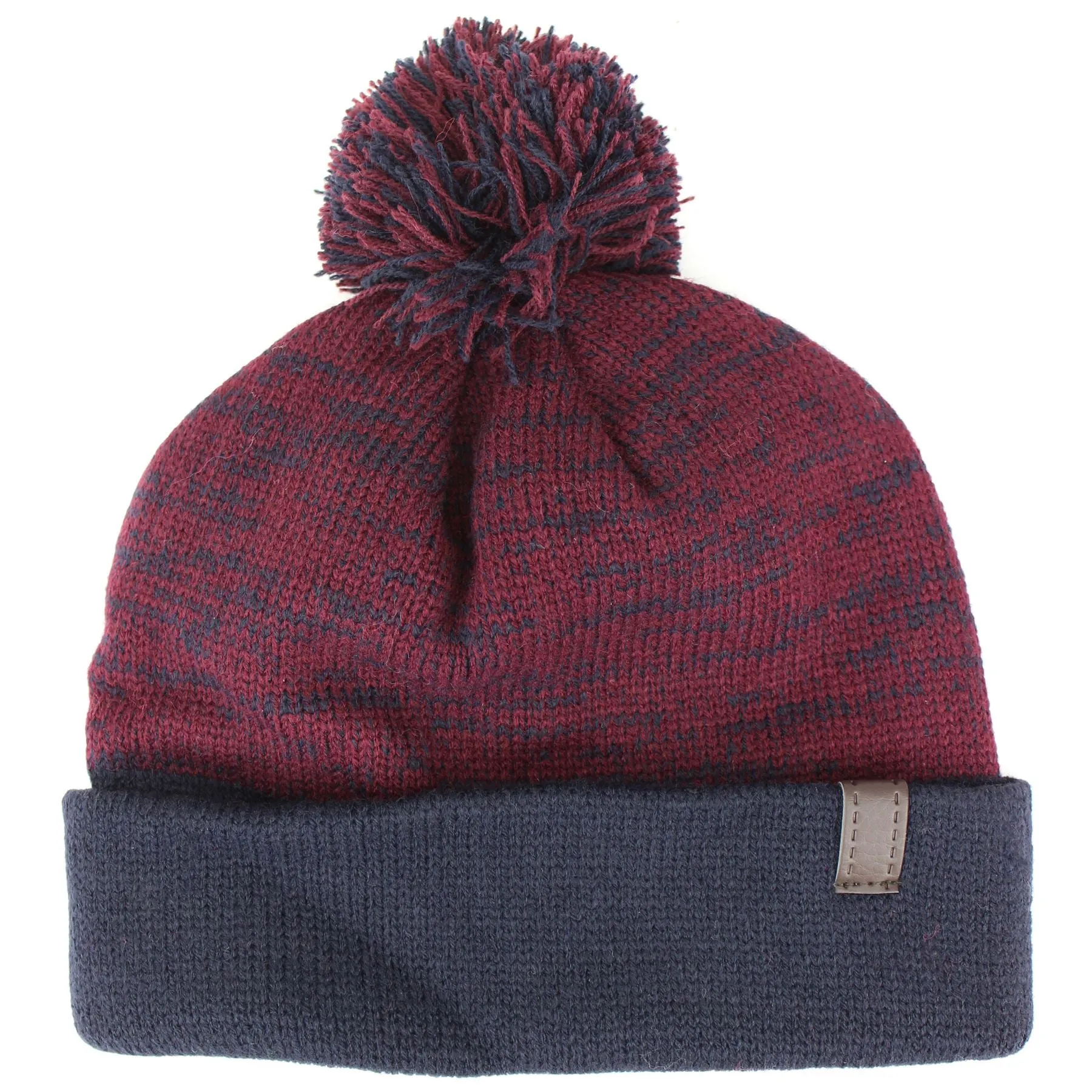 fine knit mottled beanie hat - Blue & red