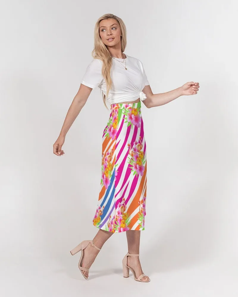 Flamingo Fiesta Women’s A Line Midi Skirt