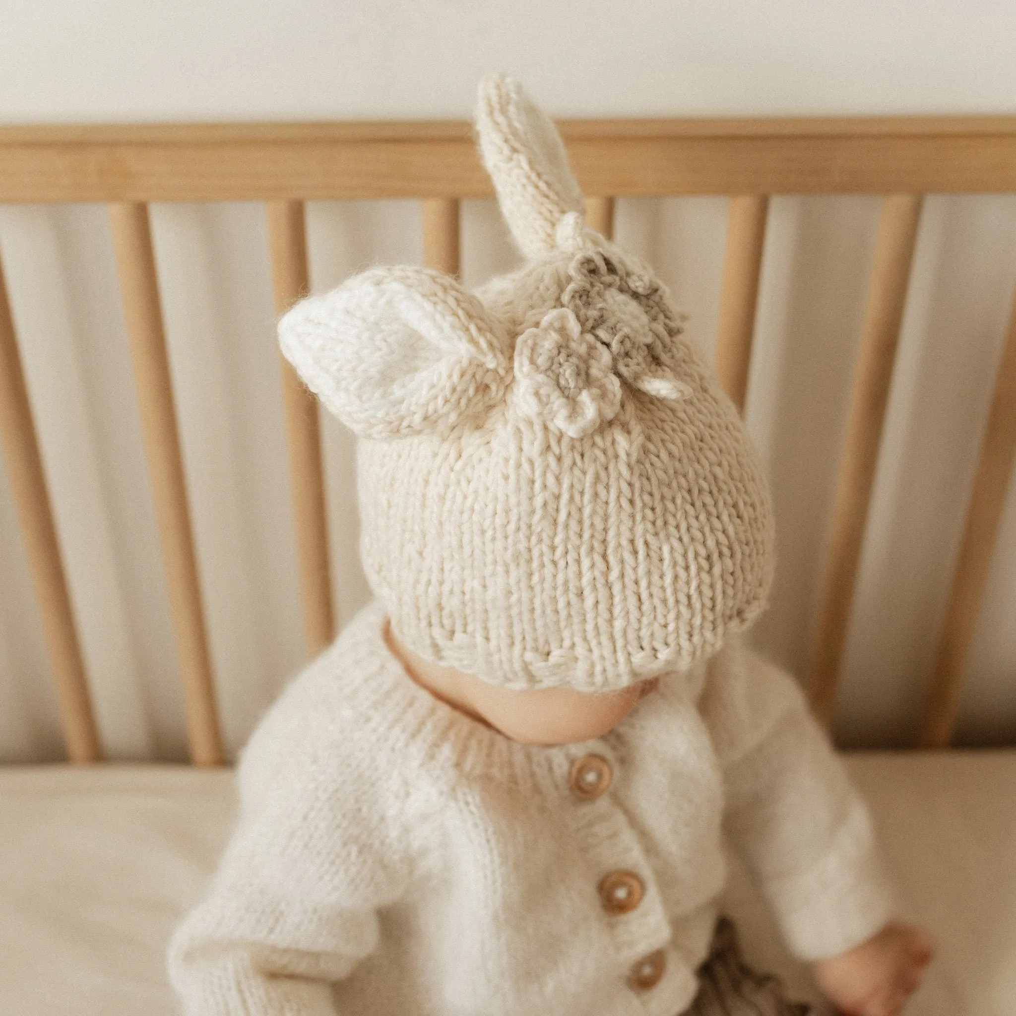 Flower Bunny Beanie Natural