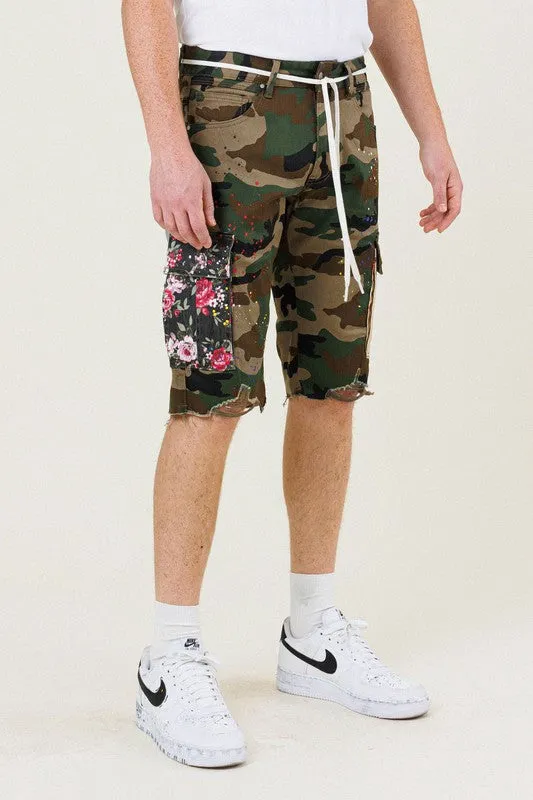 Flowers Patch Camo Cargo Short