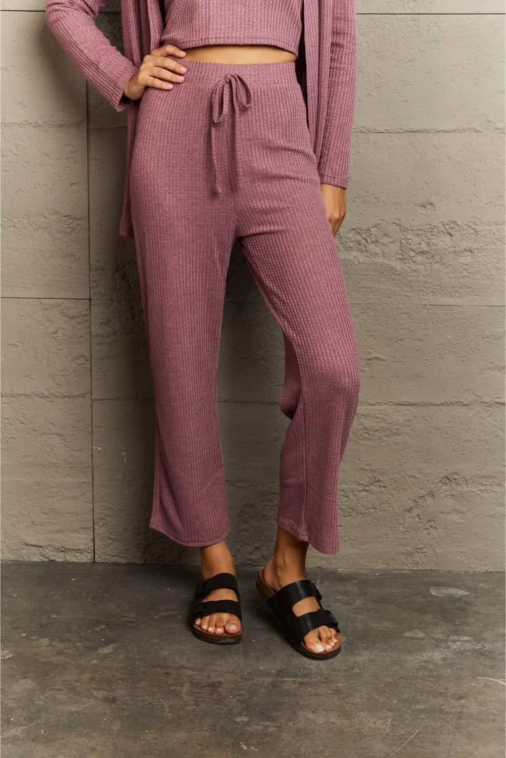 Full Size Cropped Top and Long Pants  Lounge Set