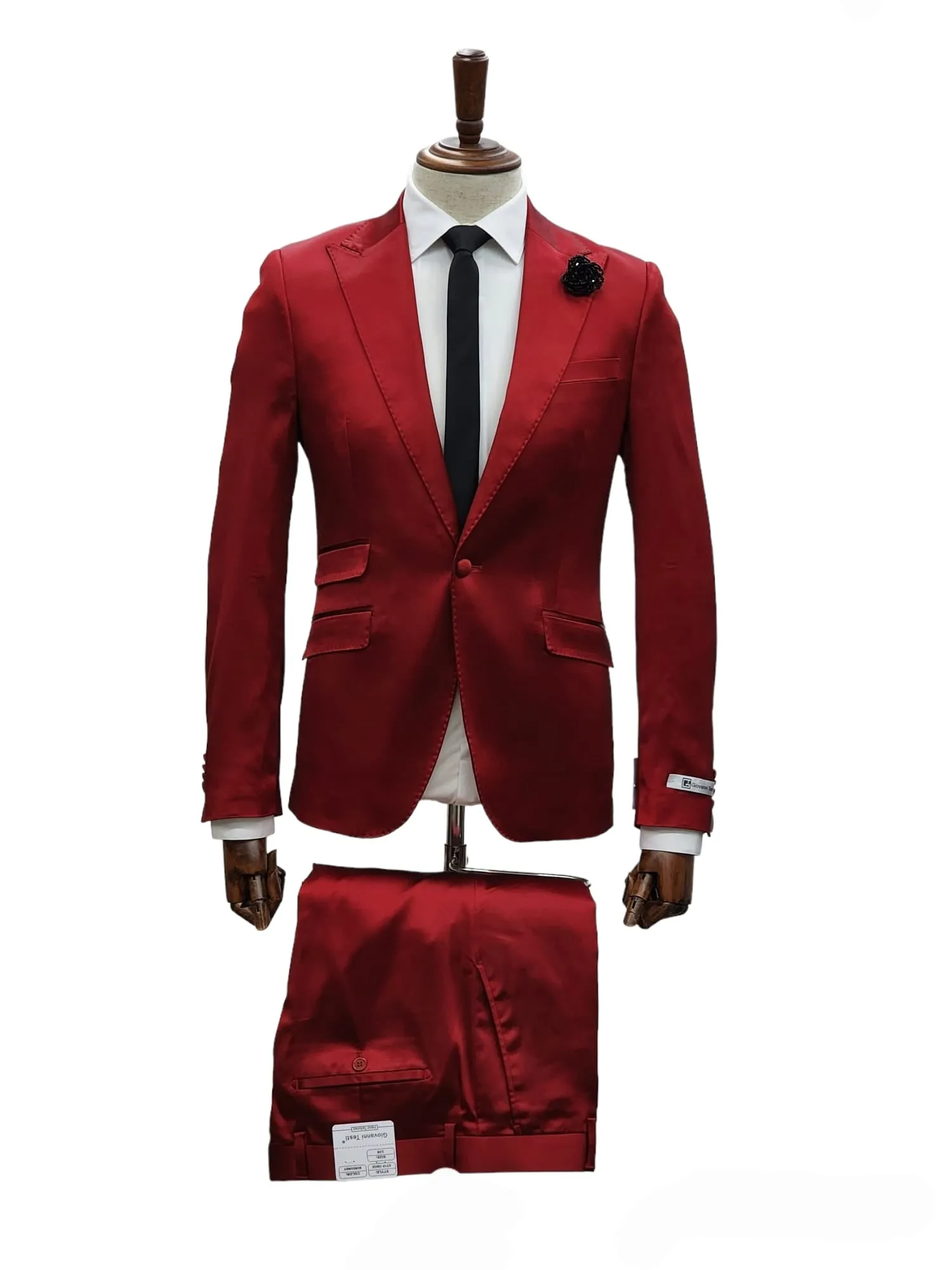 Giovamnmi Testi 1 Button Peal Lapel Stretch Stain Slim Fit Suit GT1P-19035 BURGANDY