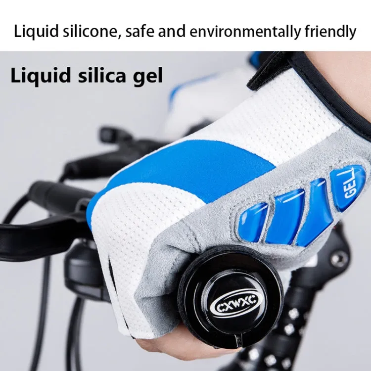 GIYO S-14 Bicycle Half Finger Gloves GEL Shock Absorbing Palm Pad Gloves, Size: L(Blue)