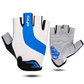 GIYO S-14 Bicycle Half Finger Gloves GEL Shock Absorbing Palm Pad Gloves, Size: L(Blue)