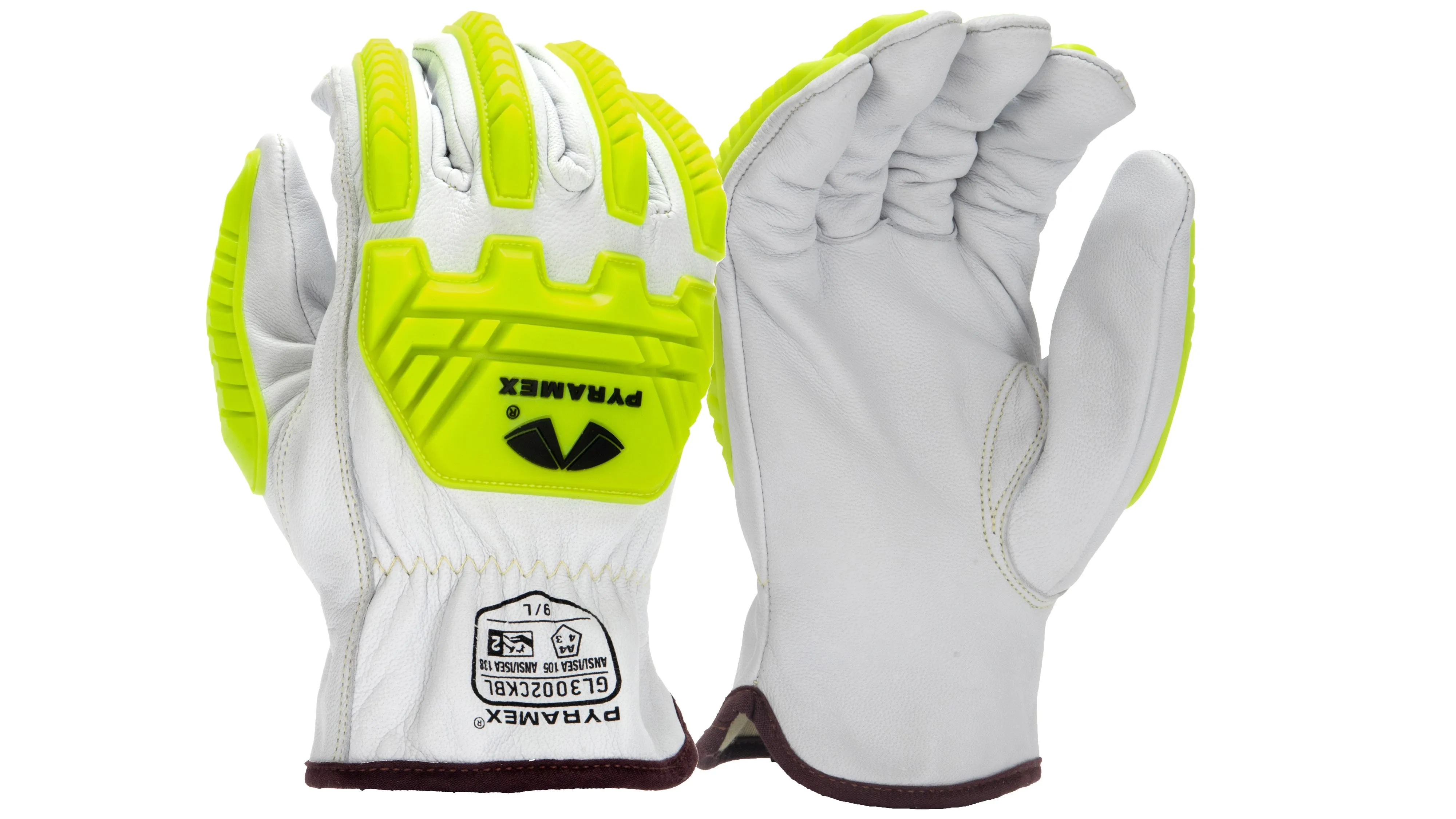 GL3002CKB - Grain Goatskin Leather Driver Para-Aramid A4 Cut Level 2 Impact Gloves