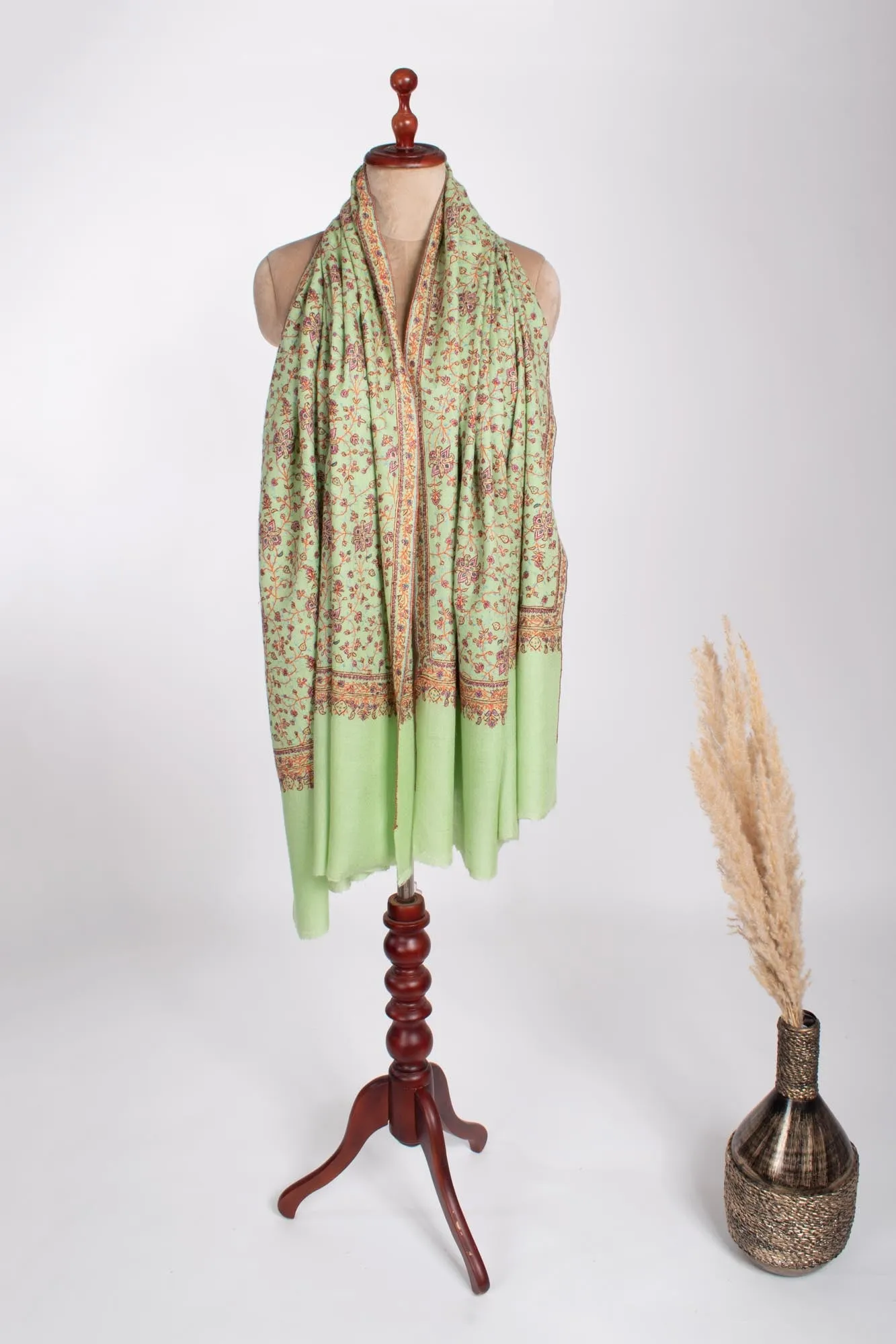 Green Jaali Kashmiri Pashmina Shawl - BHIWADI