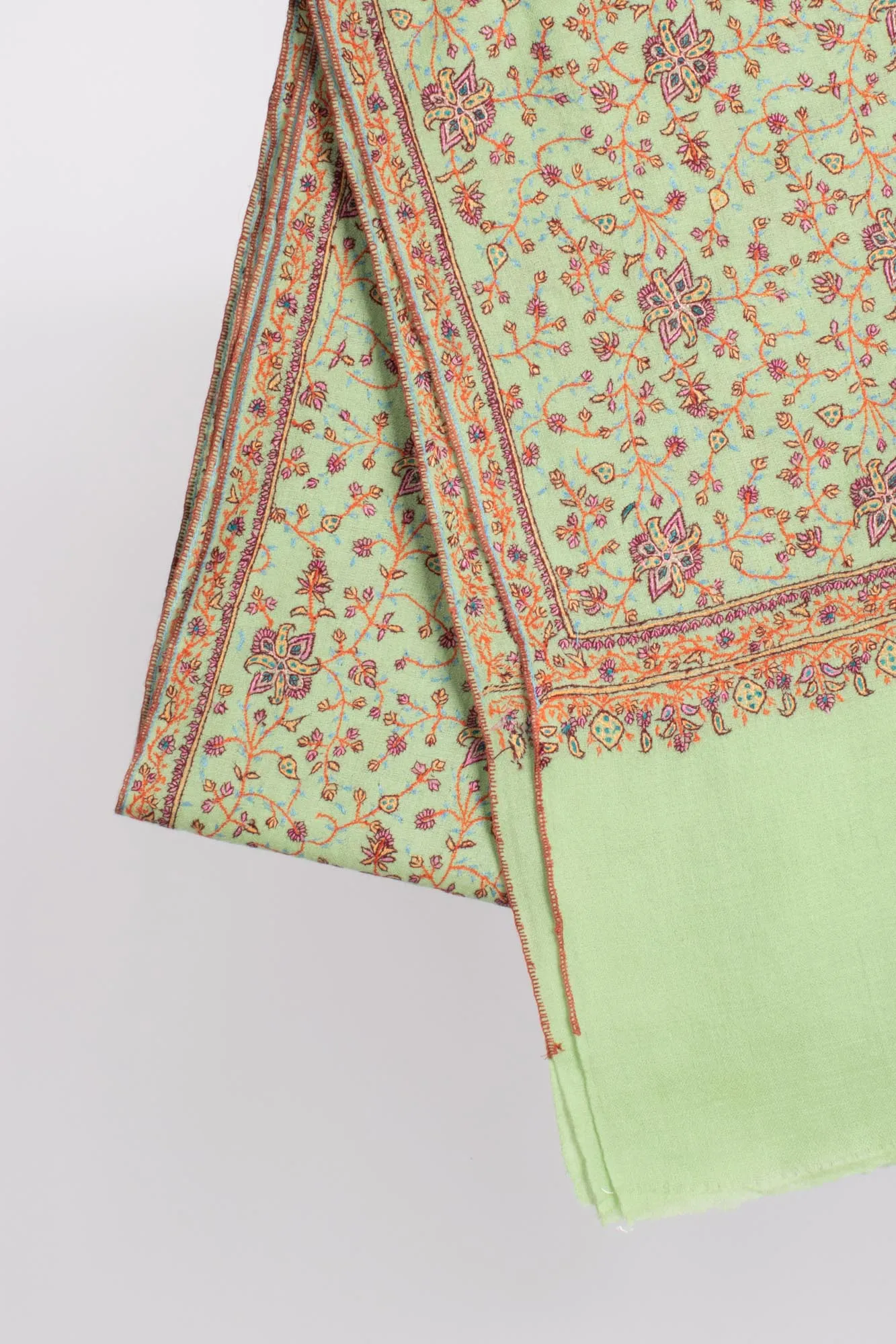 Green Jaali Kashmiri Pashmina Shawl - BHIWADI