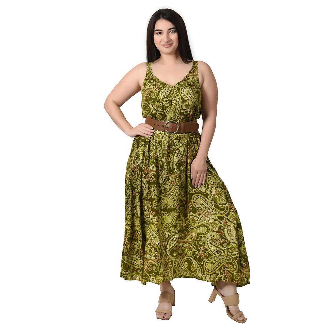 Green paisley Maxi Dress Size 14-30 SM7