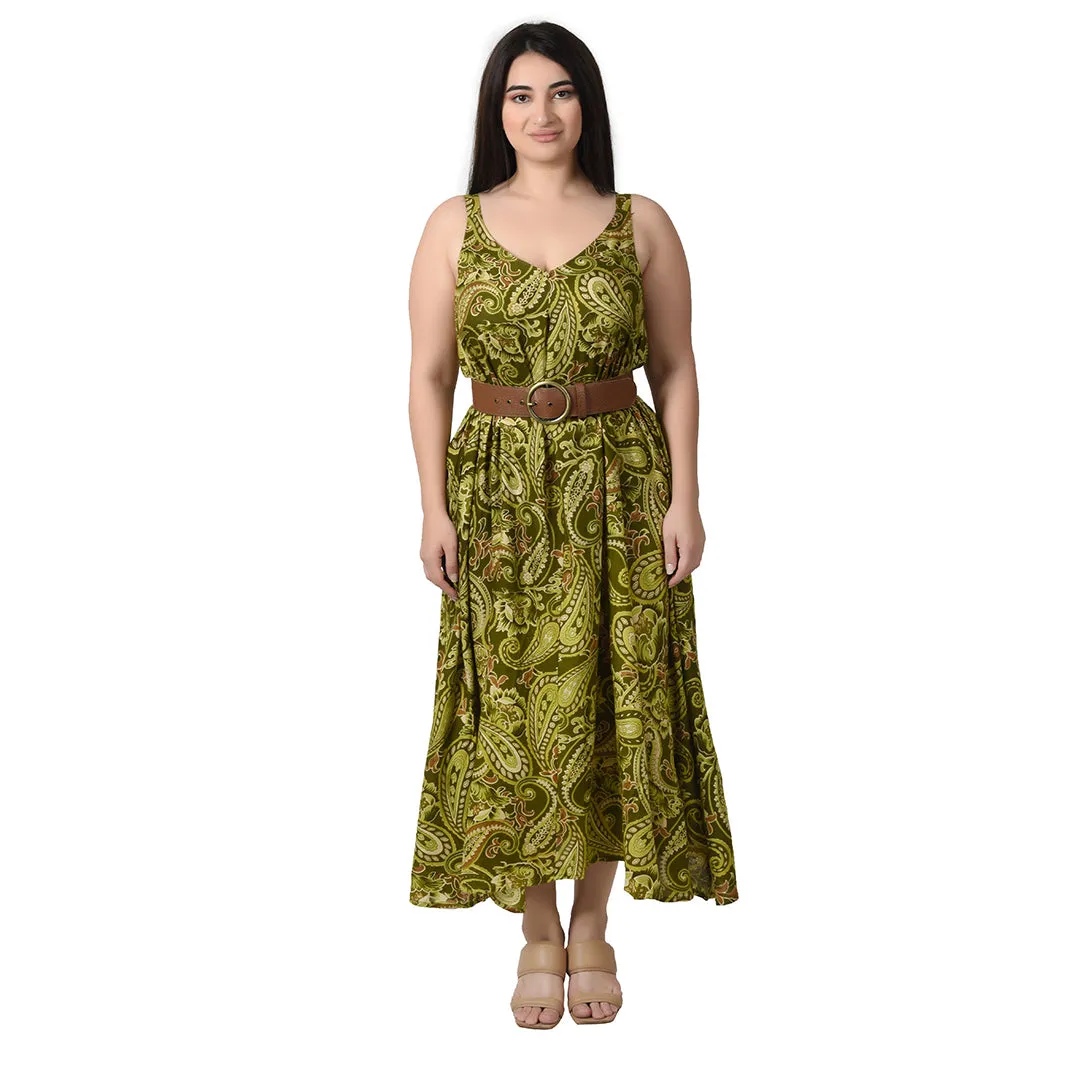 Green paisley Maxi Dress Size 14-30 SM7