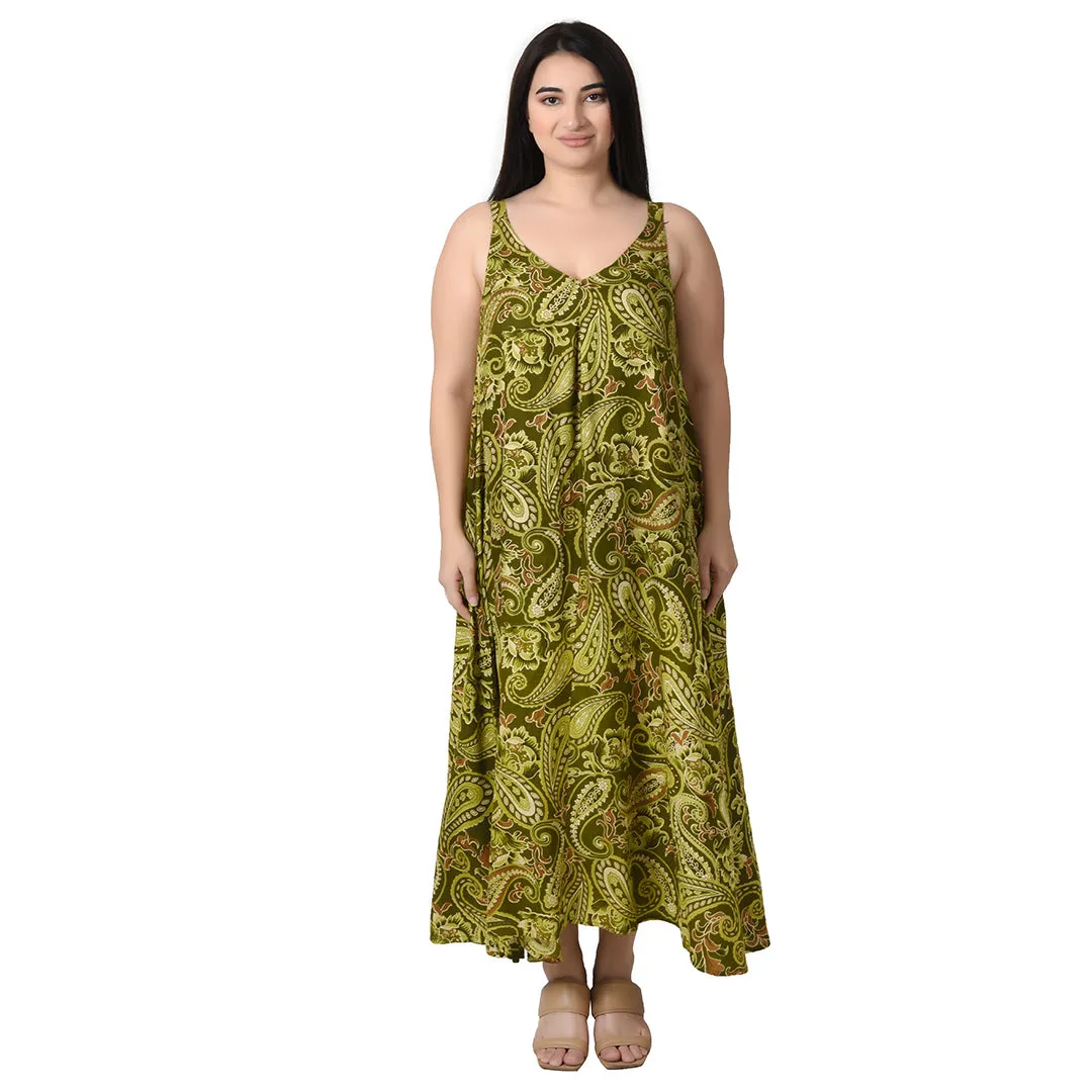 Green paisley Maxi Dress Size 14-30 SM7