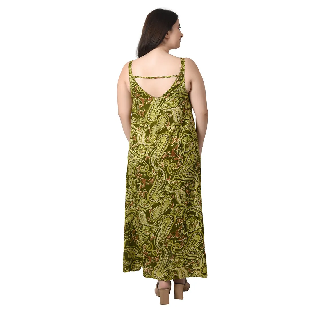 Green paisley Maxi Dress Size 14-30 SM7