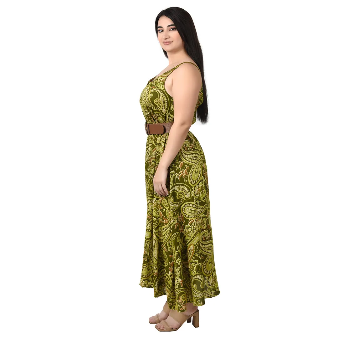 Green paisley Maxi Dress Size 14-30 SM7