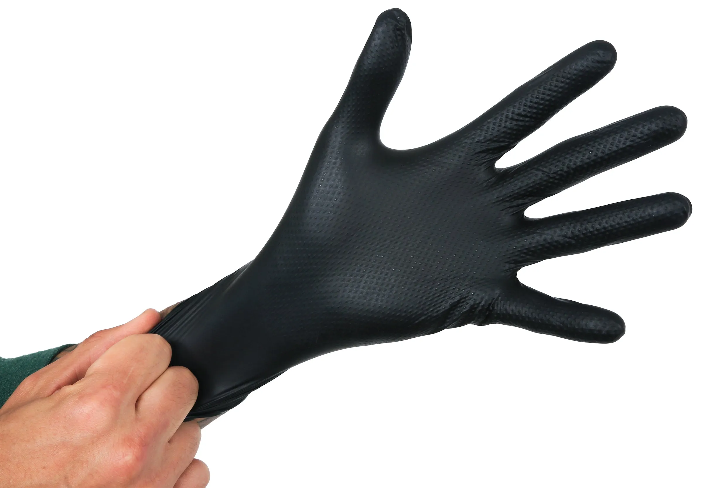 Grower's Edge Black Powder Free Diamond Textured Nitrile Gloves