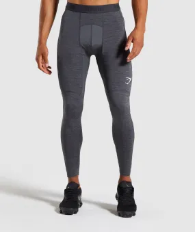 Gymshark Element  Baselayer Leggings - Black Marl/White