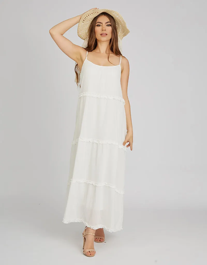 Halter Neck Linen Frill Dress