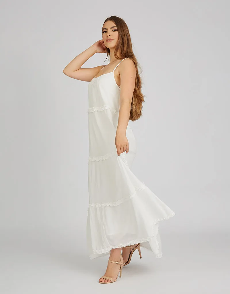 Halter Neck Linen Frill Dress