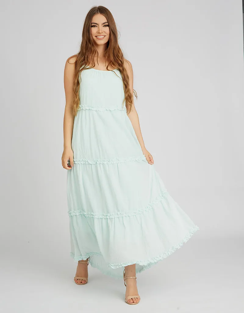 Halter Neck Linen Frill Dress