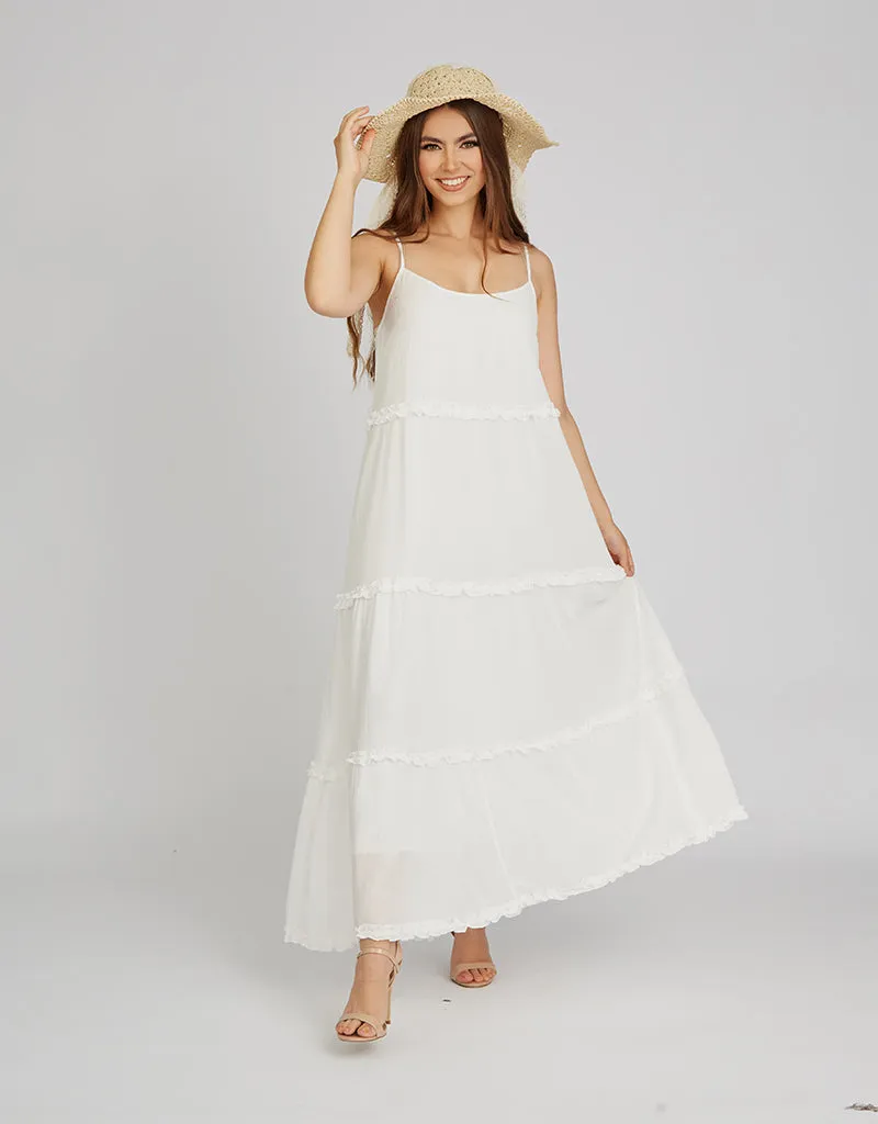 Halter Neck Linen Frill Dress