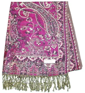 Hand Made Pashmina Shawl Scarf Flower in Purple