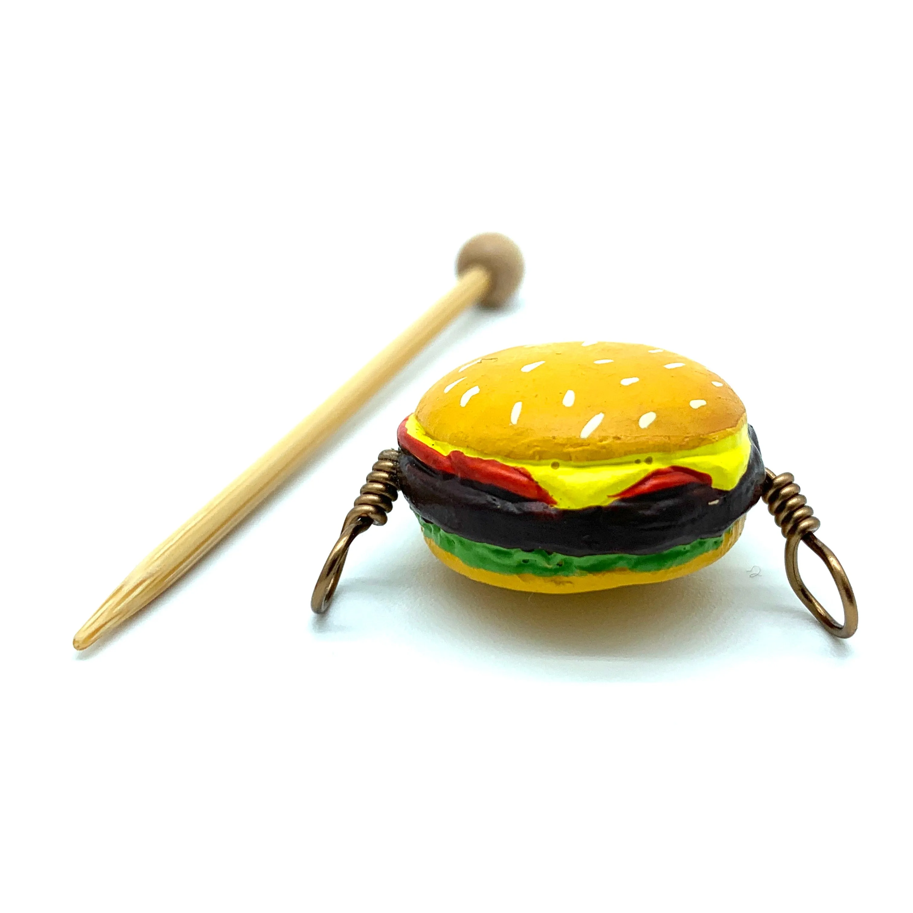 Hand Painted Ceramic Shawl Pin ~ Cheeseburger