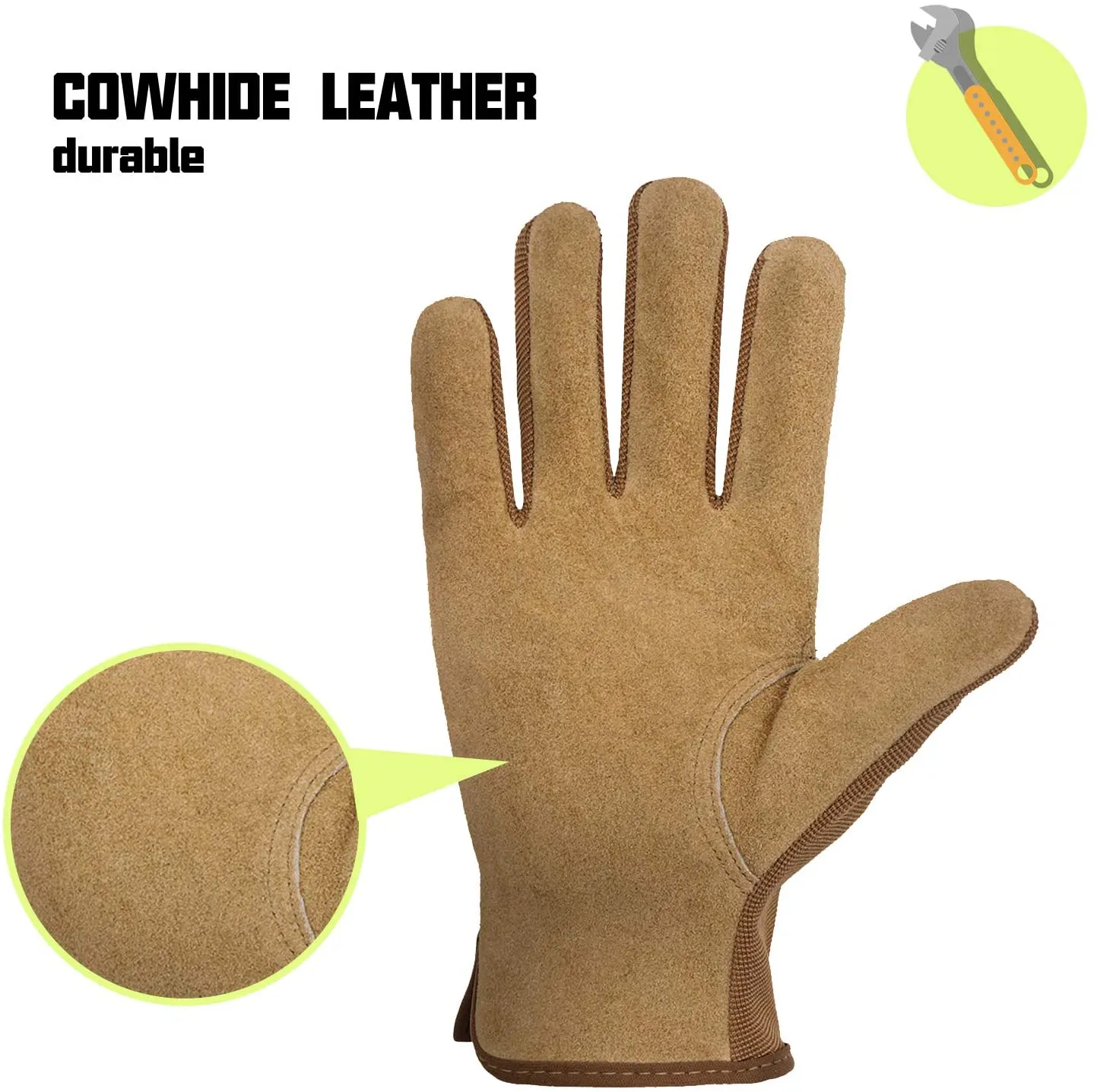 Handlandy Leather Gardening Gloves Split Cowhide Driver Man 6165