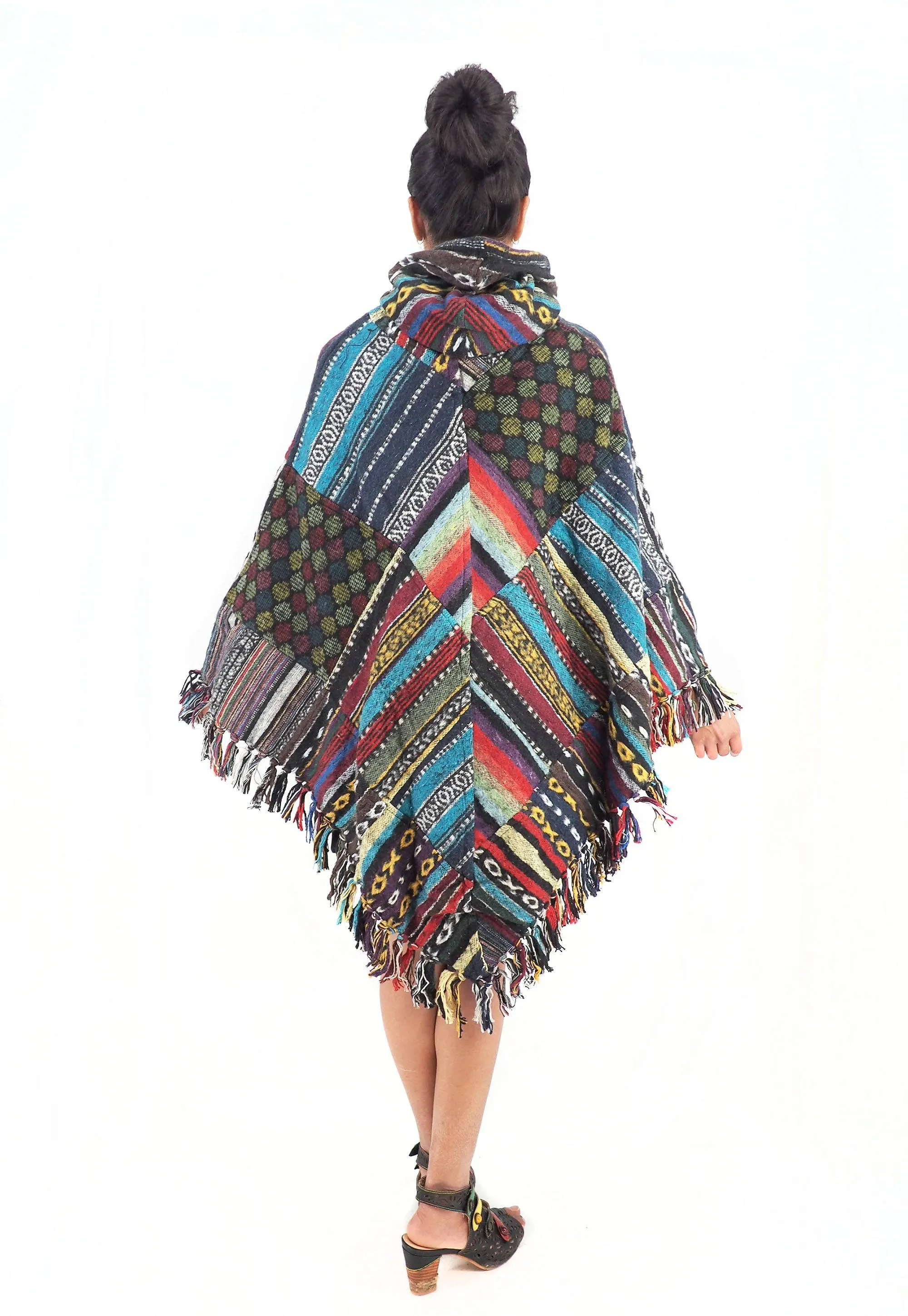 Handmade Hand Loomed Cotton Poncho OS Unisex