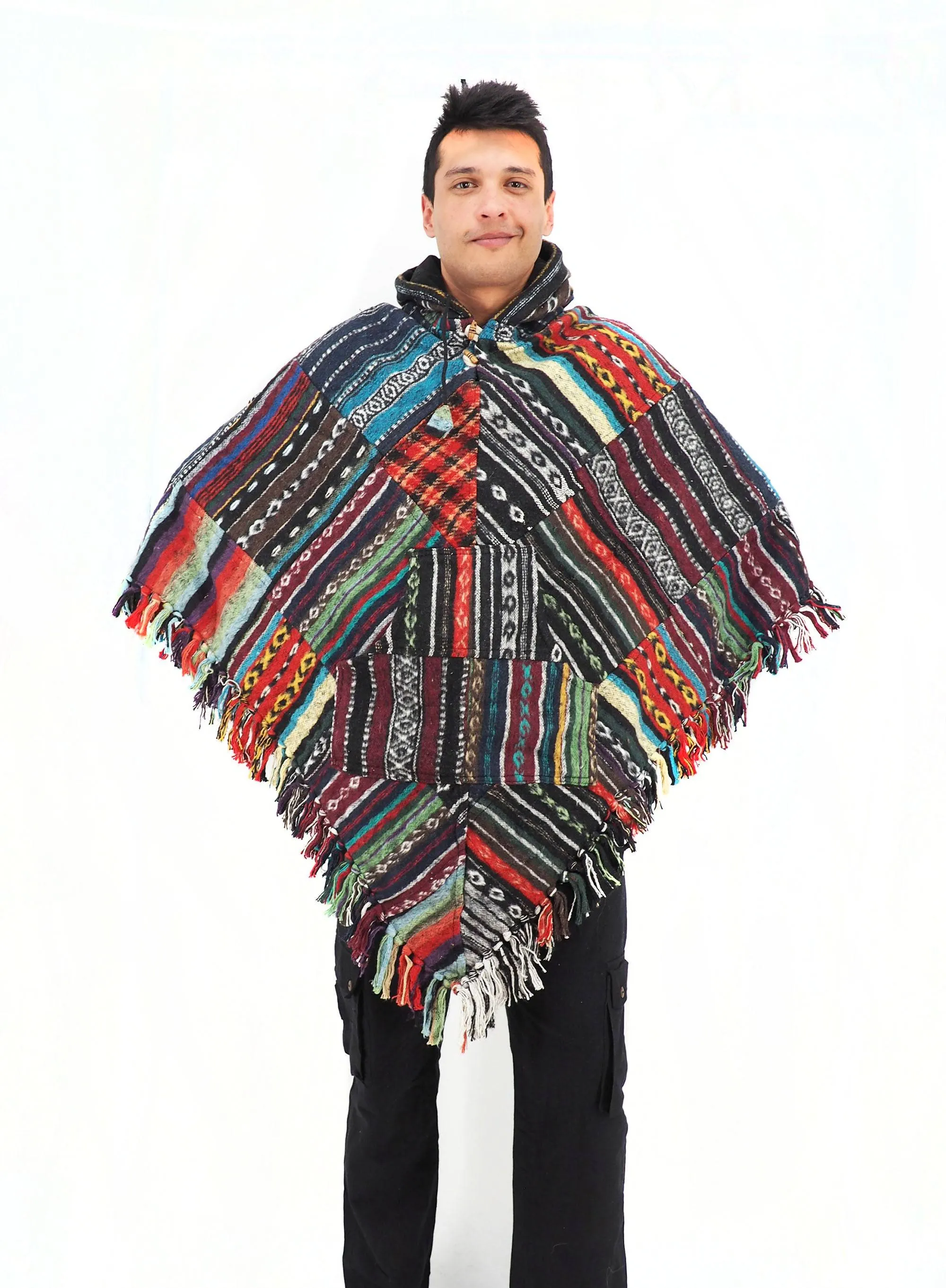 Handmade Hand Loomed Cotton Poncho OS Unisex