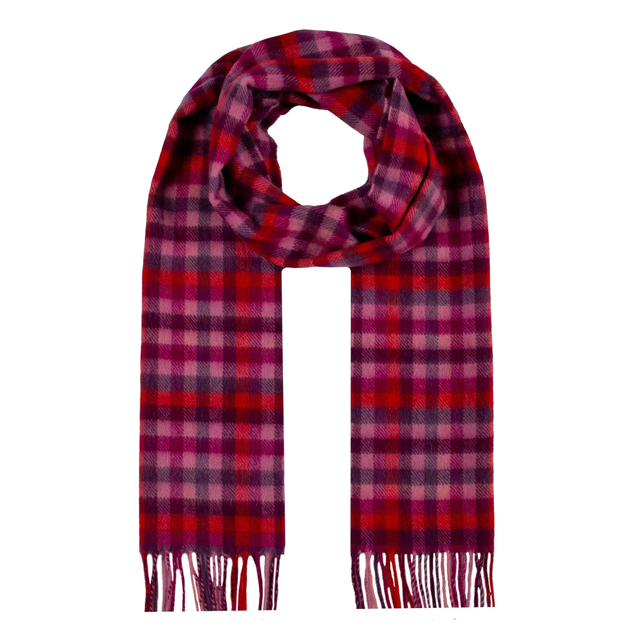 Heritage Plaid Check Cashmere Scarf with Tassels and Gift Box