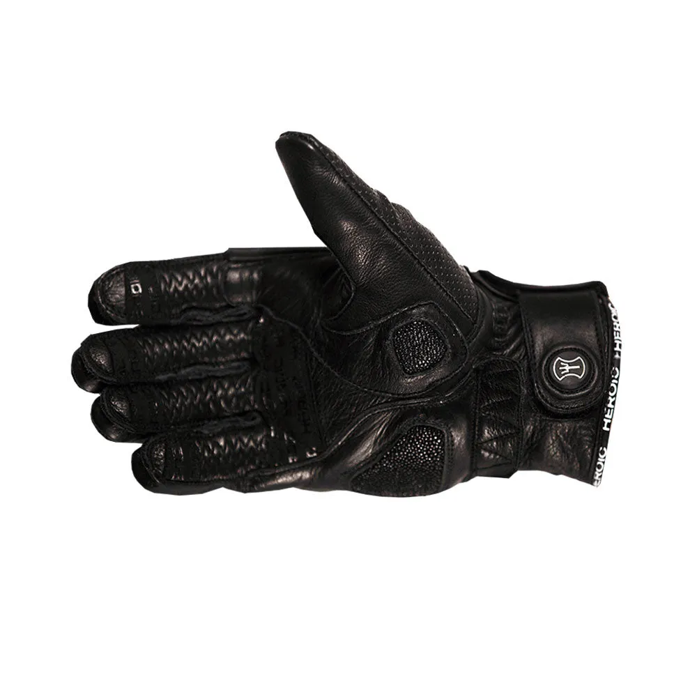 HEROIC ST-R Pro FTR Covered Knuckle Shorty Gloves - Black