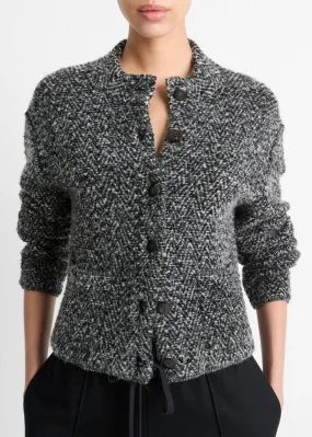 HERRINGBONE WOOL-BLEND CARDI JACKET