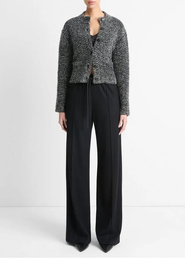 HERRINGBONE WOOL-BLEND CARDI JACKET