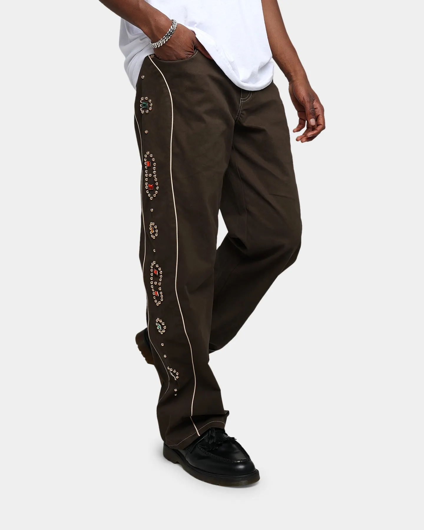 International Collective Bejewelled Cargo Pants Brown