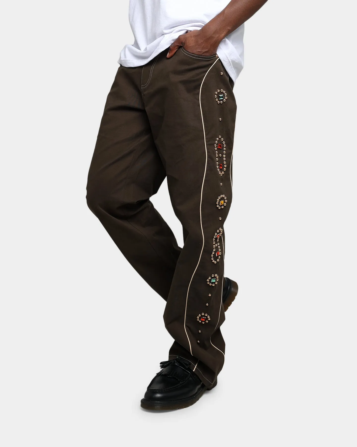 International Collective Bejewelled Cargo Pants Brown