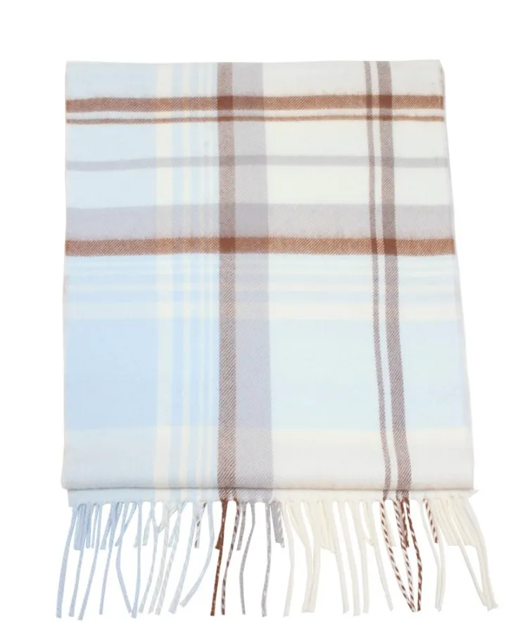 Ivory and Blue Plaid Softer Than Cashmere Scarf