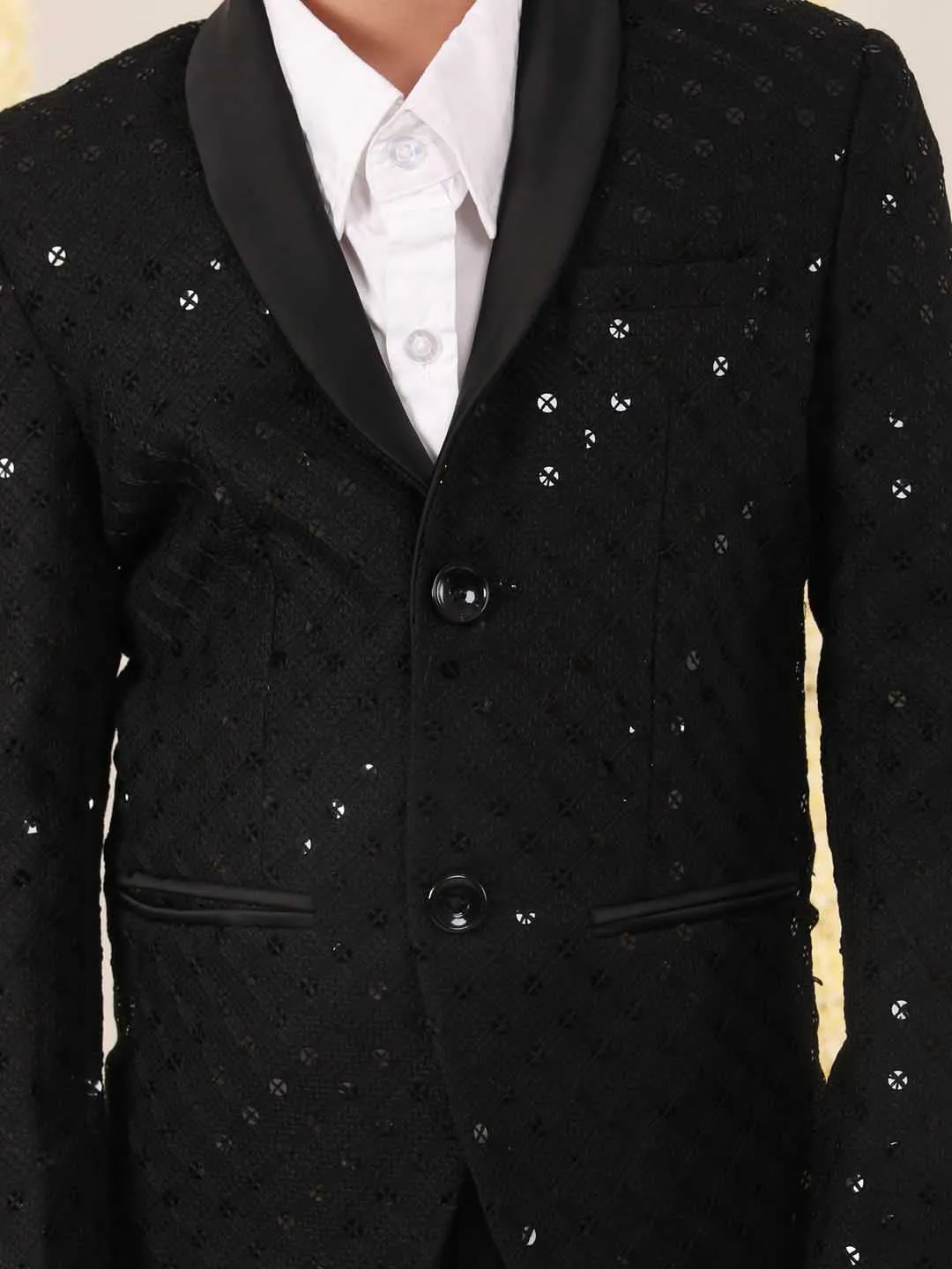 Jashvi Boy's Black Schiflli Blazer