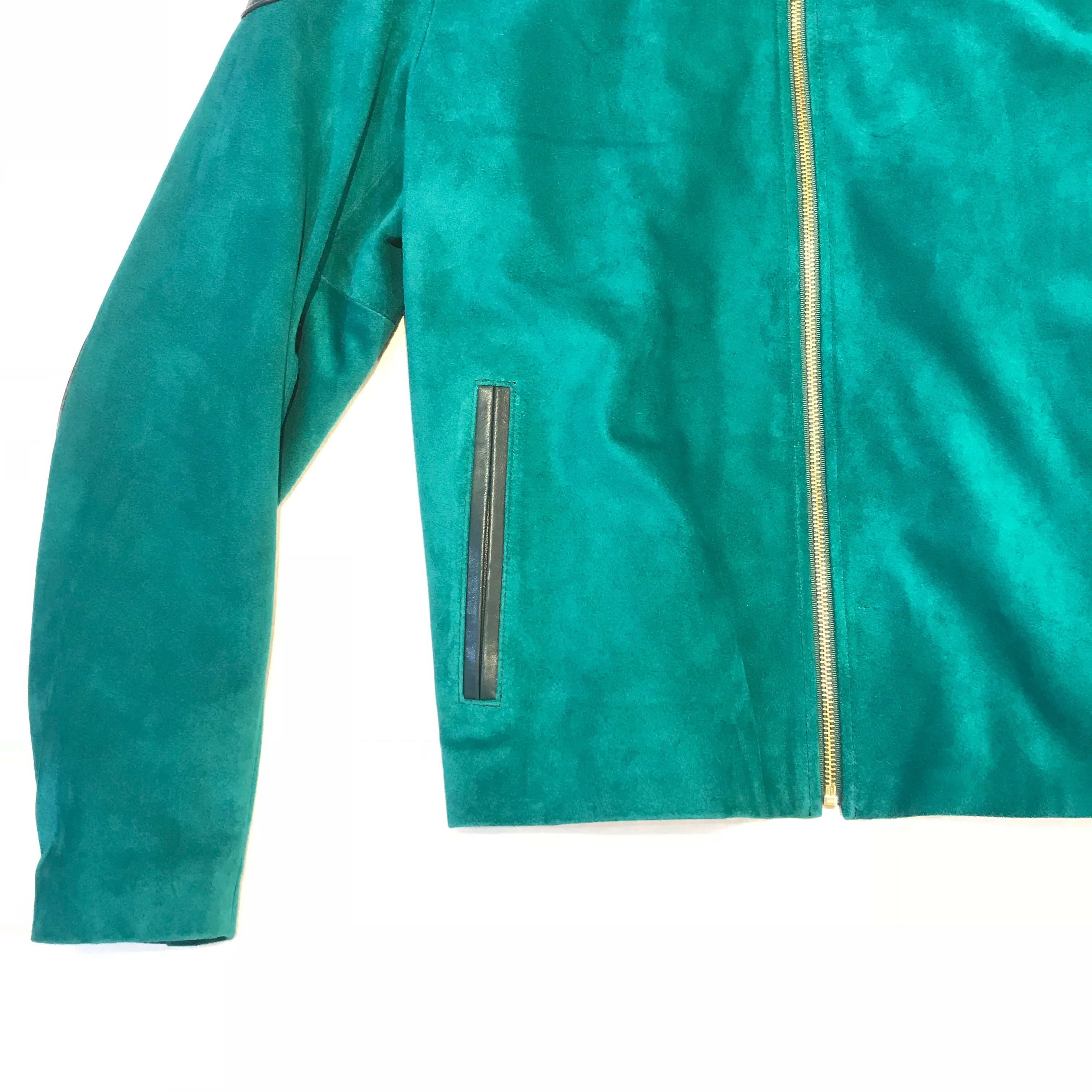 Kashani Turquoise Suede Chinese Collar Biker Jacket