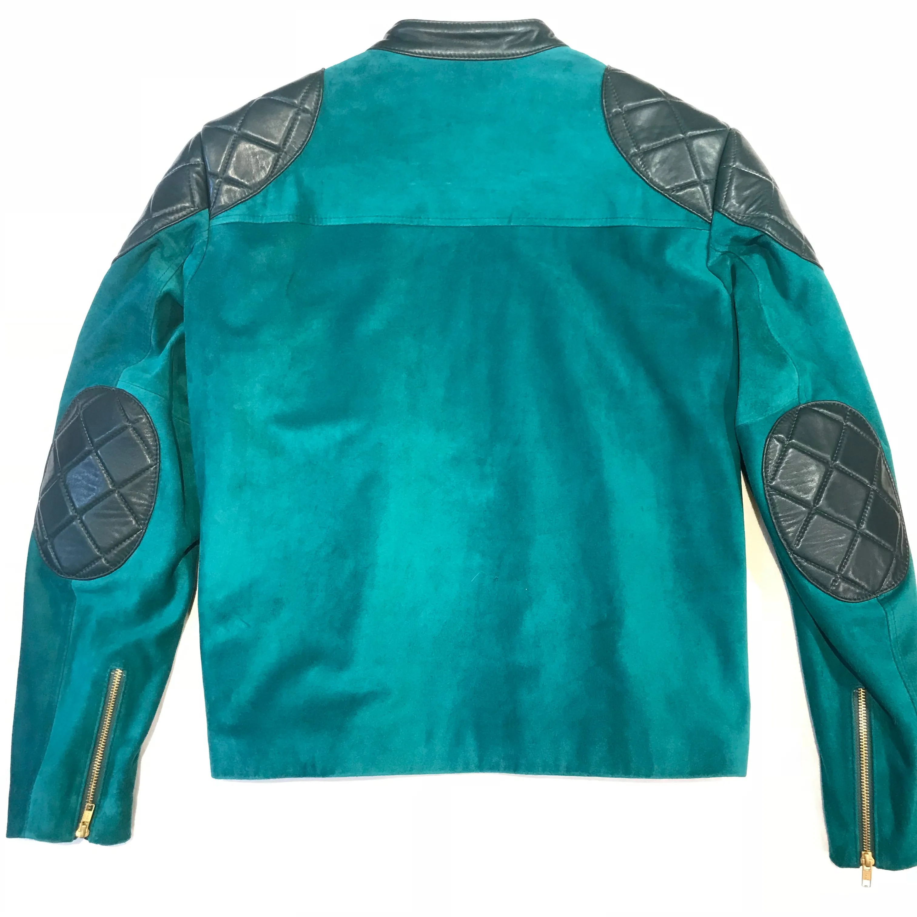 Kashani Turquoise Suede Chinese Collar Biker Jacket