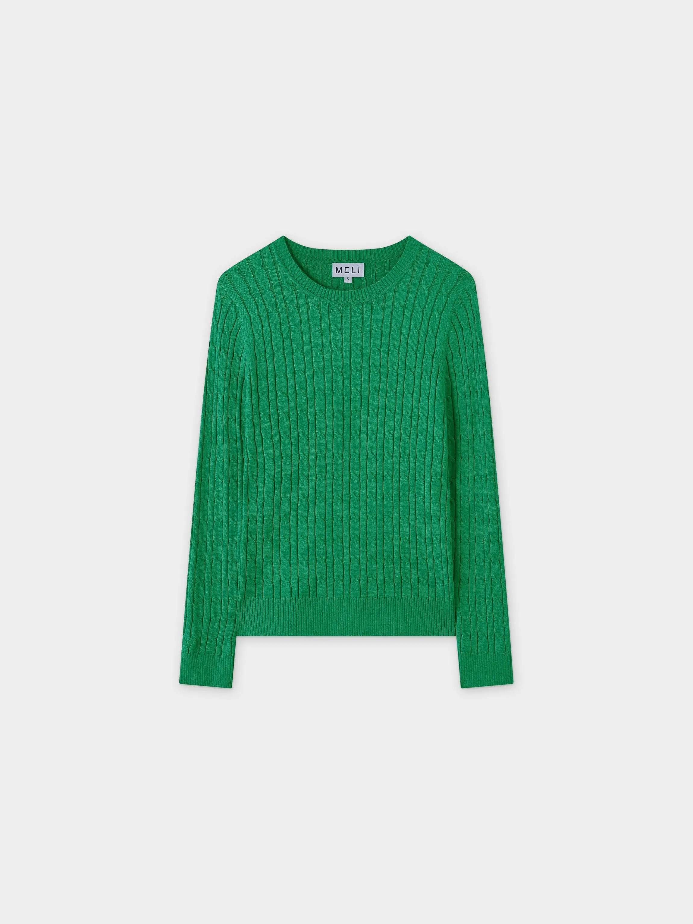 Knit Cable Sweater-Kelly Green