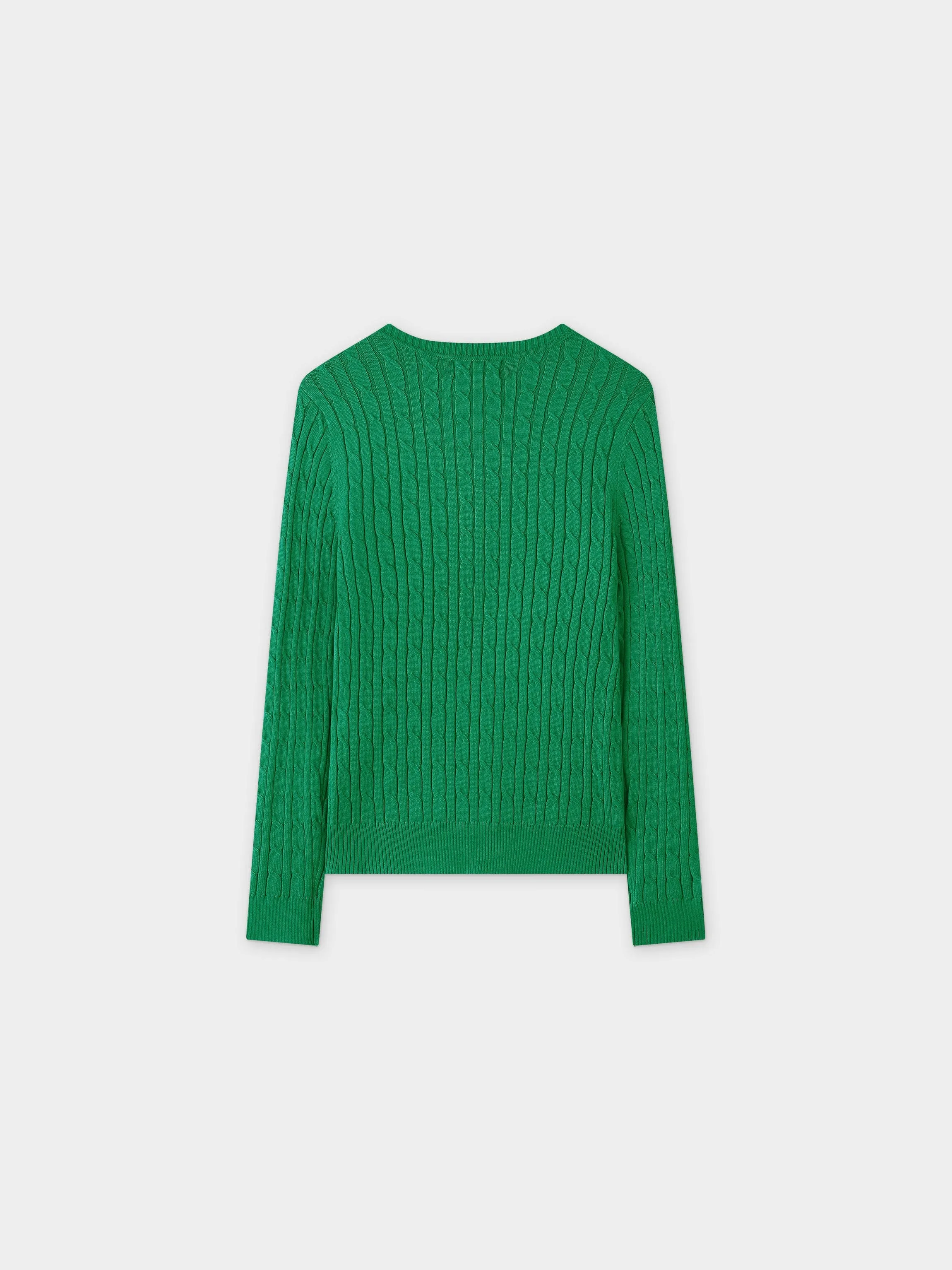 Knit Cable Sweater-Kelly Green