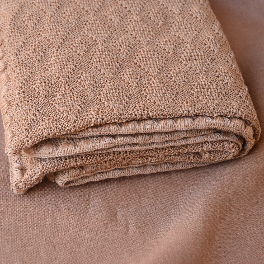 Knitted Baby Blanket in Organic Merino Wool - Caramel (100x80cm) *Returning 2025